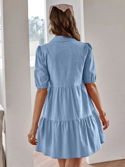 Arlette | Robe boutonnée à manches bouffantes