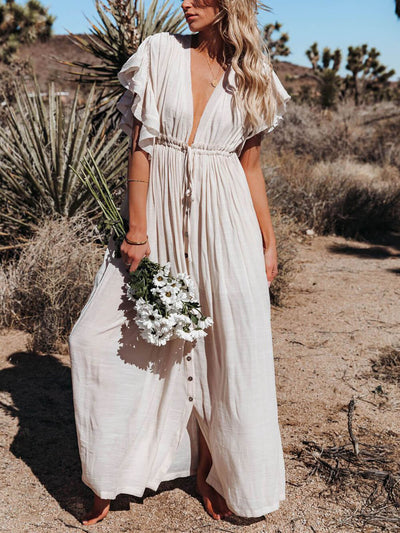 Élise | Robe longue de style à manches volantes