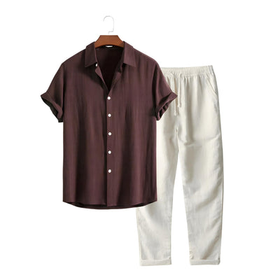 Ensemble Polo Chemise et Pantalon en Lin
