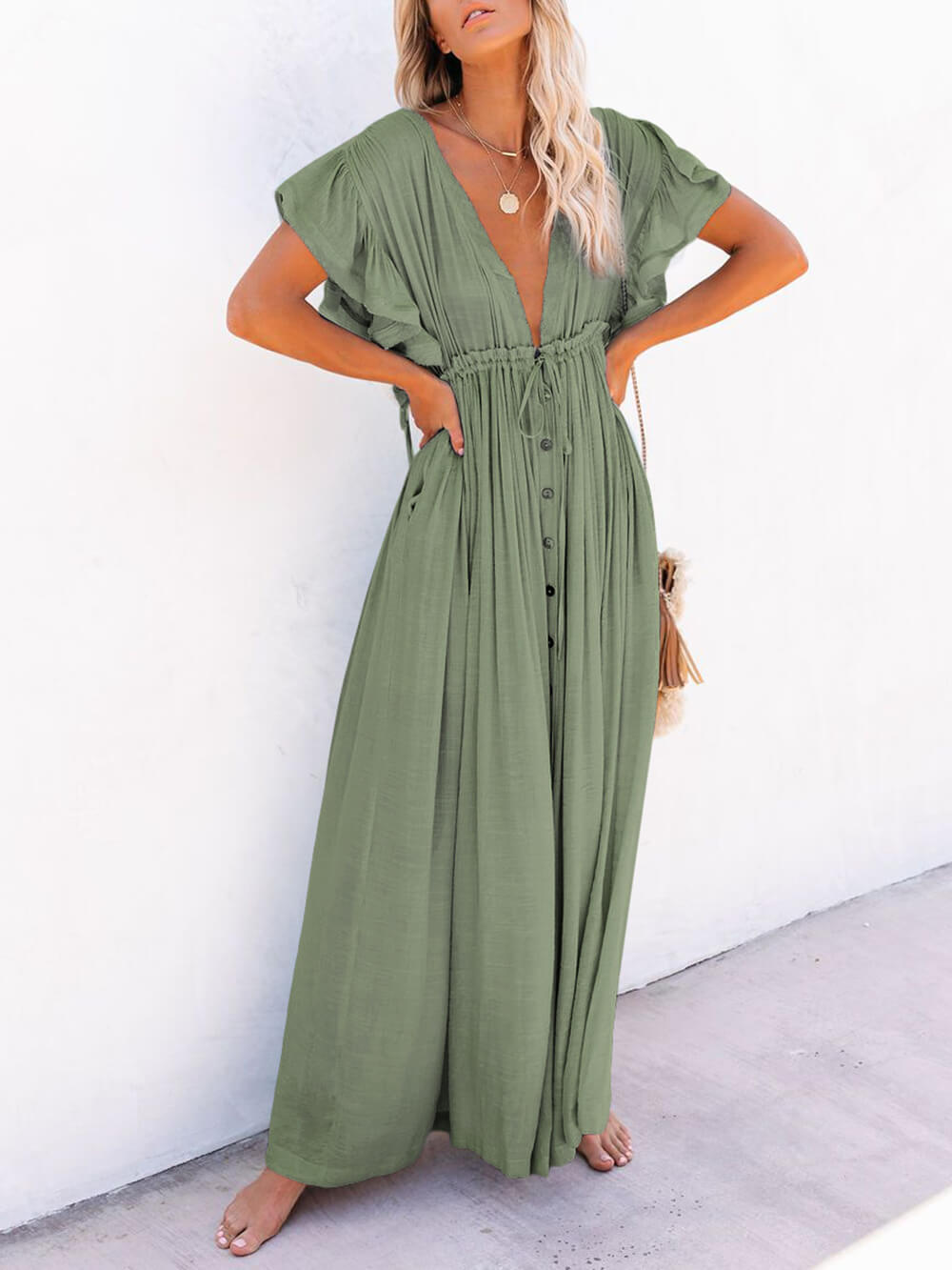 Élise | Robe longue de style à manches volantes