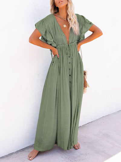 Élise | Robe longue de style à manches volantes