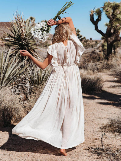 Élise | Robe longue de style à manches volantes