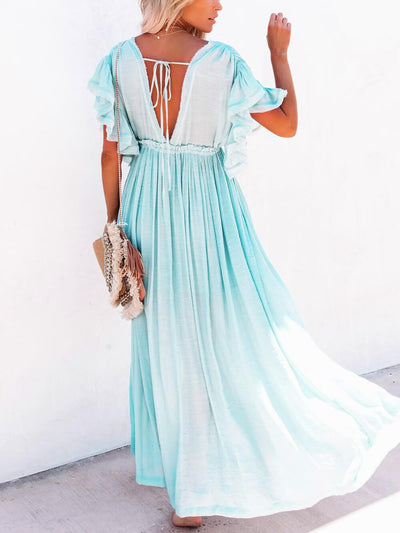 Élise | Robe longue de style à manches volantes