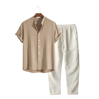 Ensemble Polo Chemise et Pantalon en Lin