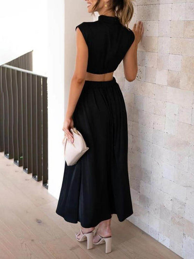 Amélia | Robe midi avec découpe à la taille