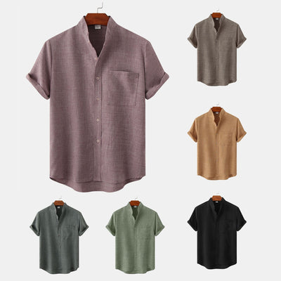 Lenoir™ | Chemise en coton unie avec boutons