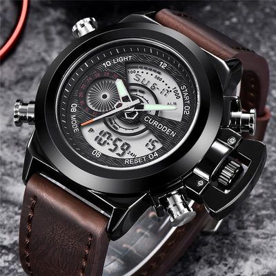 Montre Chronographe de Mode à Double Fuseau Horaire