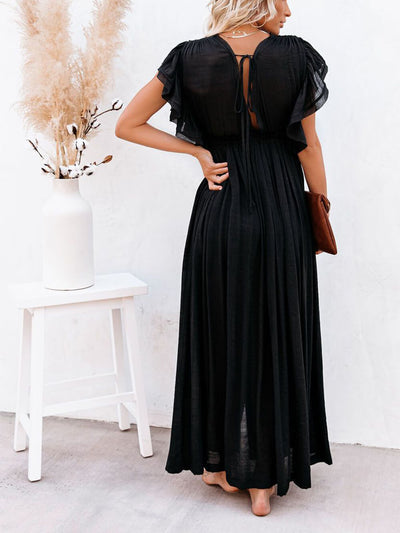 Élise | Robe longue de style à manches volantes