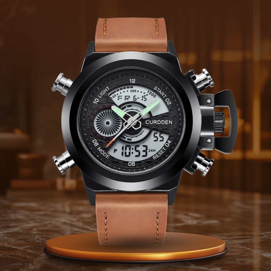 Montre Chronographe de Mode à Double Fuseau Horaire