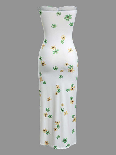 Bérénice | Robe longue sans bretelles à fleurs
